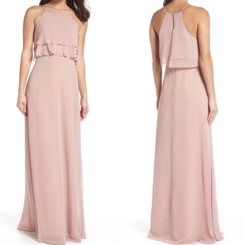 Jenny Yoo Charlie Ruffle Tiered Bodice‎ Sleeveless Chiffon/Whipped Apricot NWT 6